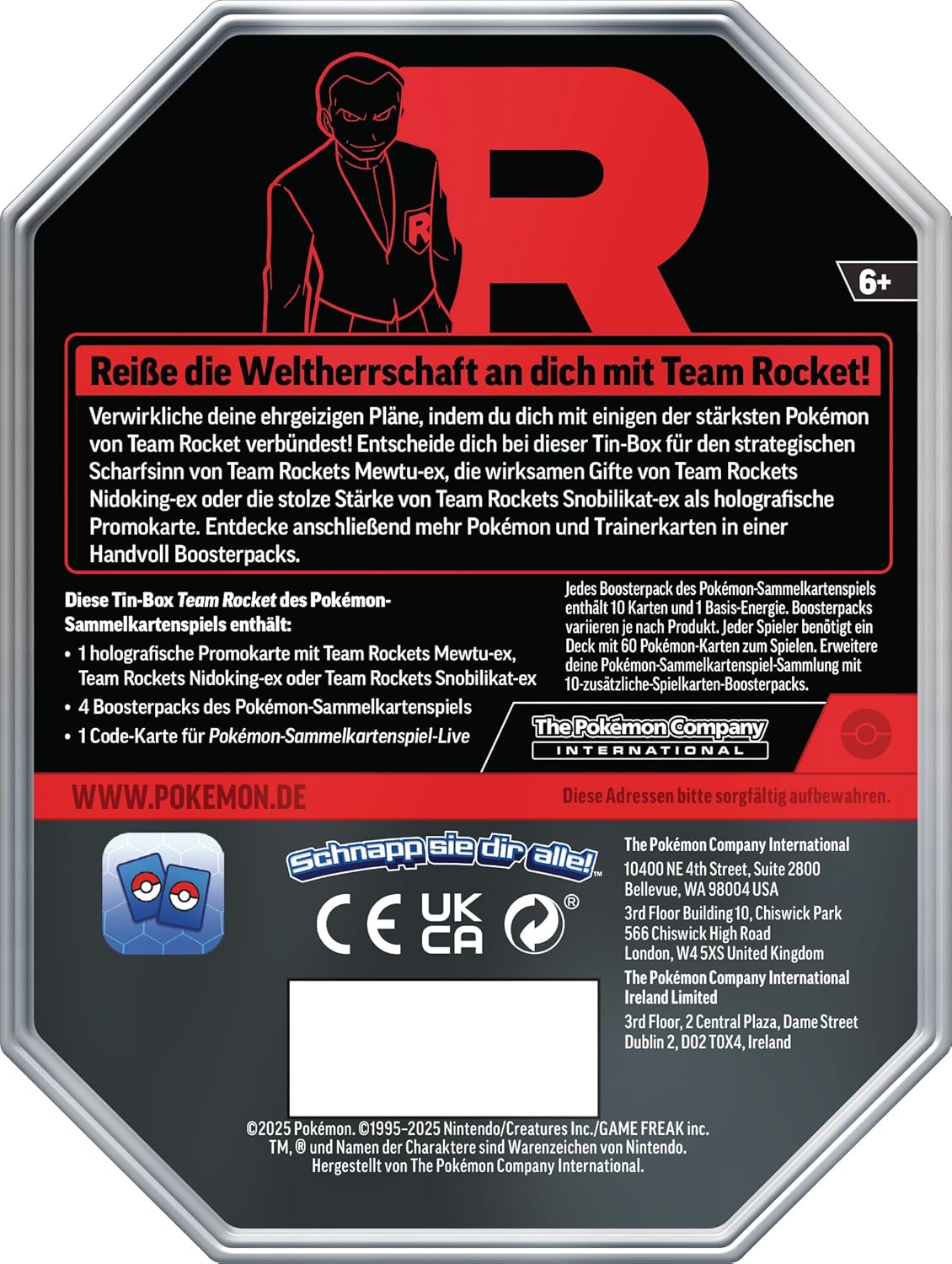Pokémon - Team Rocket Mewtu ex Tin (DE)